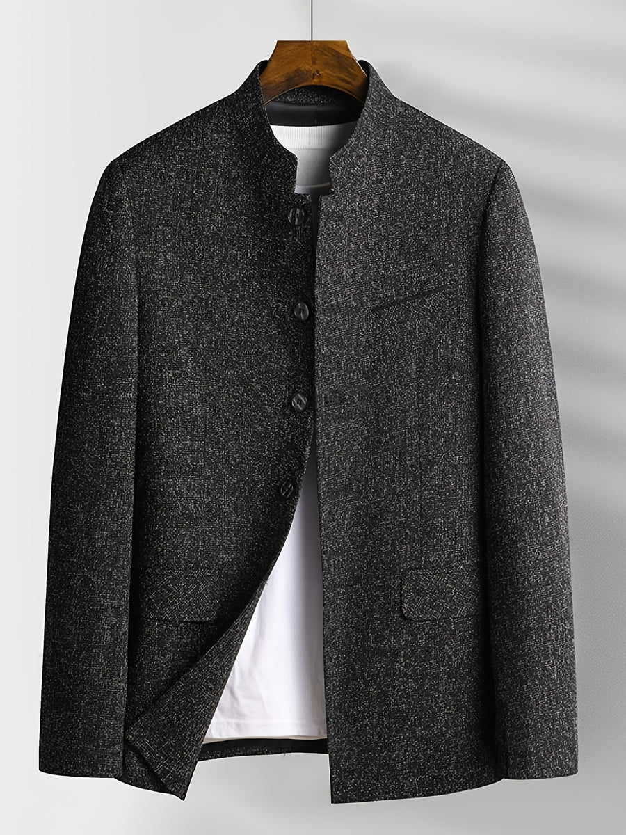 Father'S Day Gift for Men, New Chinese-Style Stand-Up Collar Jacket for Men in Spring And Autumn, Chinese Style Is Elegant And Dignified, The Version Is Slim And Not Bloated, Daily Commuting And Leisure Show a Casual Style - Deep Grey