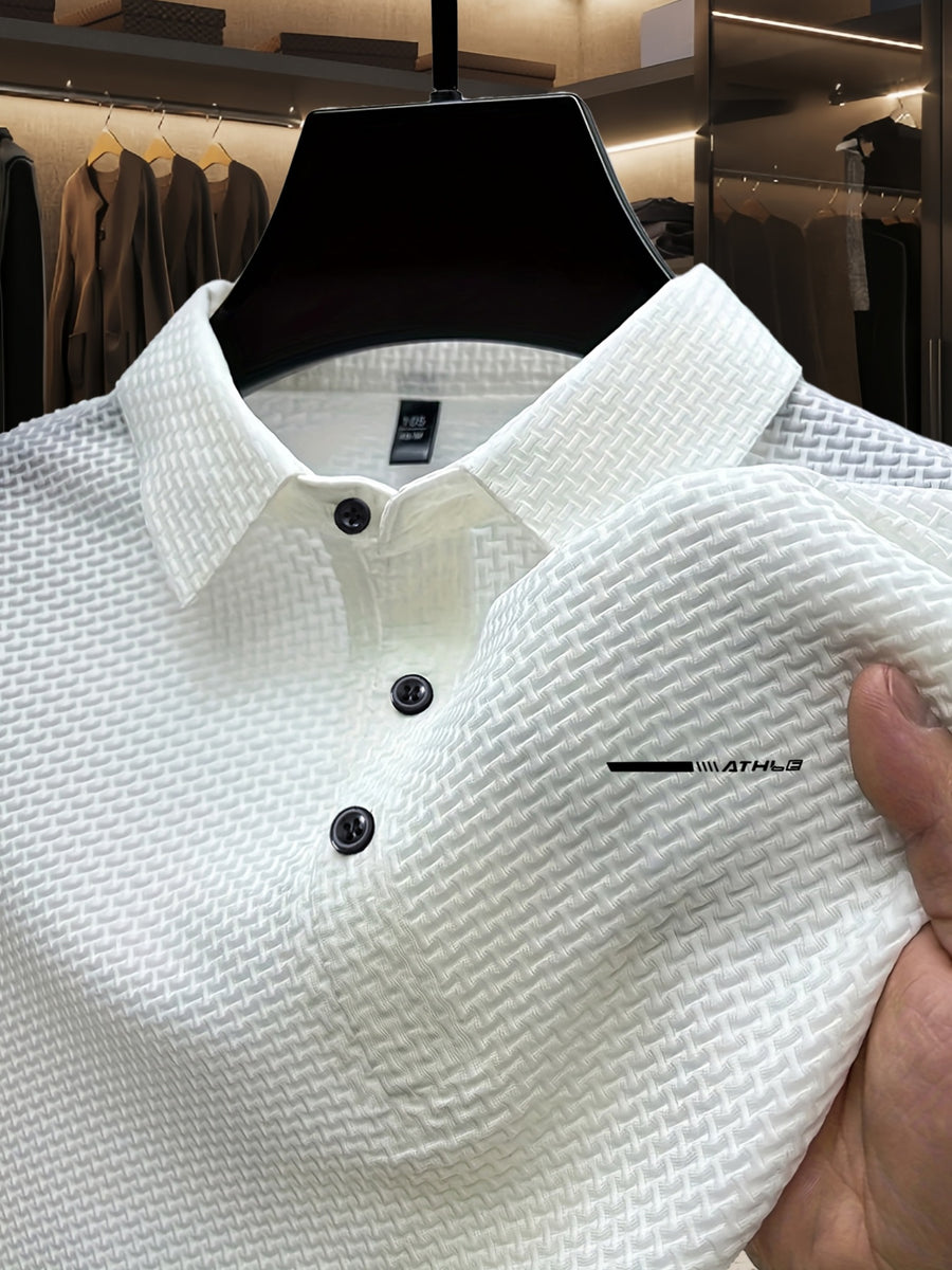 Summer Shirt, Breathable Daily Wear Quick- Fabric Business Casual Short Sleeve with Collar and Button Details, Comfortable and Breathable Micro-Texture Shirt for Casual Attire - White