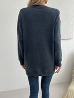 Elegant Round Neck Sweater Suitable for Fall/Winter - Soft Plant Pattern (Flower) Color-Blocking, Cozy Knitwear for Blouses & -Casual Outfits - Mixed colors