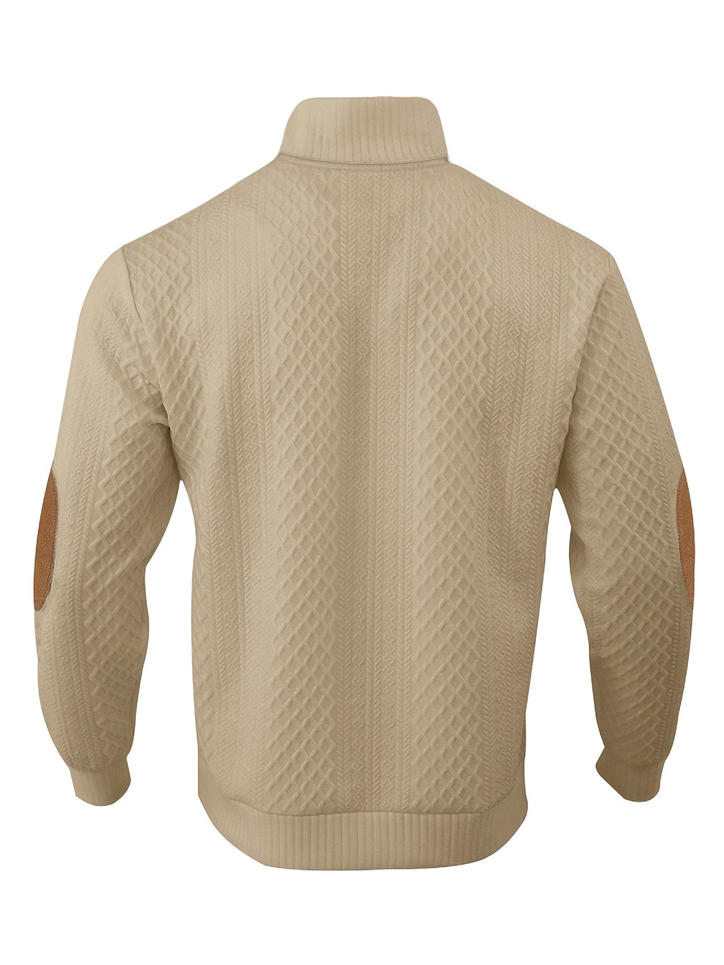 Men'S Casual Sports Sweater, Knit Sweater, American Casual Textured Diamond Knit Top, Men'S Stand Collar Contrast Color Button-Up Loose All-Match Retro Velvet Sweater Jacket, Autumn Winter Casual Sweater, Multi-Color Available - Khaki