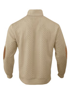 Men'S Casual Sports Sweater, Knit Sweater, American Casual Textured Diamond Knit Top, Men'S Stand Collar Contrast Color Button-Up Loose All-Match Retro Velvet Sweater Jacket, Autumn Winter Casual Sweater, Multi-Color Available - Khaki