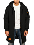 New Men's Casual Sports Sweatshirt and Hooded Long Knitted Jacket, Featuring a Multi-pocket Style. The Overall Fit Is Loose and Elegant. Fashionable Outdoor Casual Sweatshirt, Long-sleeved Cardigan, Hooded Design, Winter Clothes for Men - Black