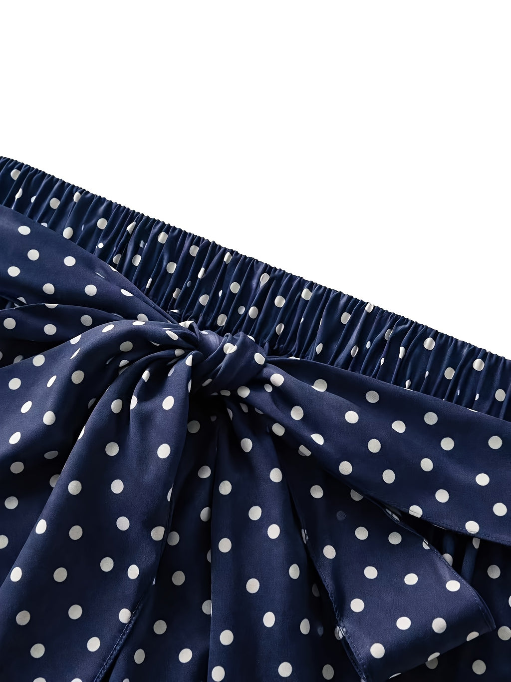 Front Tie Polka Dot Print Skirt, Elastic Waist with Bow Knot Versatile Commuter Style Casual Wear - Mixed colors