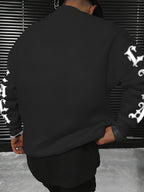 Los Angeles LA All-Over Print Gothic Crewneck Sweatshirt" – A Street-style City-inspired Top! A Must-have for Los Angeles Culture Enthusiasts, Perfect for Trendy Outings and Urban-themed Social Events - Black