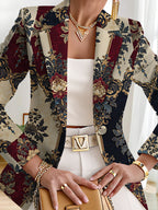 This Stylish And Elegant Women'S Blazer Is Designed Specifically for Spring And Autumn. As a Versatile Lapel Jacket, It Is Suitable for a Wide Range of Occasions, Offering a Look That Is Both Creative And Highly Fashionable - Red and blue