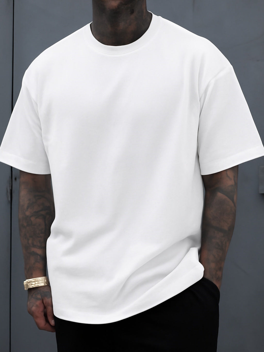 Men's Basic White Crew Neck T-Shirt - Vintage Minimalist Solid Color Crewneck, Regular Fit Casual Shirt, Suitable as a Gift, for Daily Wear, and as a Year-Round Wardrobe Essential, Machine Washable for All Seasons, Father's Day Gift - White