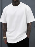 Men's Basic White Crew Neck T-Shirt - Vintage Minimalist Solid Color Crewneck, Regular Fit Casual Shirt, Suitable as a Gift, for Daily Wear, and as a Year-Round Wardrobe Essential, Machine Washable for All Seasons, Father's Day Gift - White