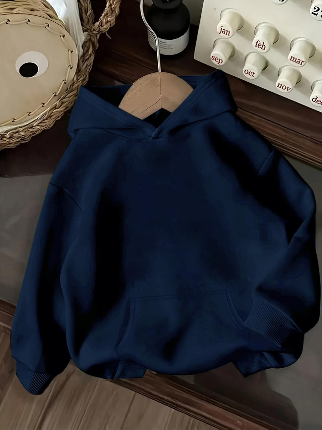 Women Hoodie Sweatshirt, Retro Floral Bear Letter Graphic Pullover Top, Casual Loose Fit Trendy Cartoon Hooded Sweatshirt, S-XXL - Navy Color