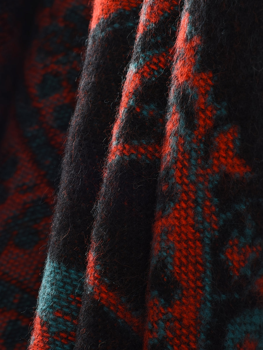 Plus Size - Plus Size - Women'S Oversized Front-Open Thick Shawl Cardigan, Casual Poncho Sweater That Can Be Worn As a Blanket, Suitable for Autumn, Winter, And Nighttime - Burgundy