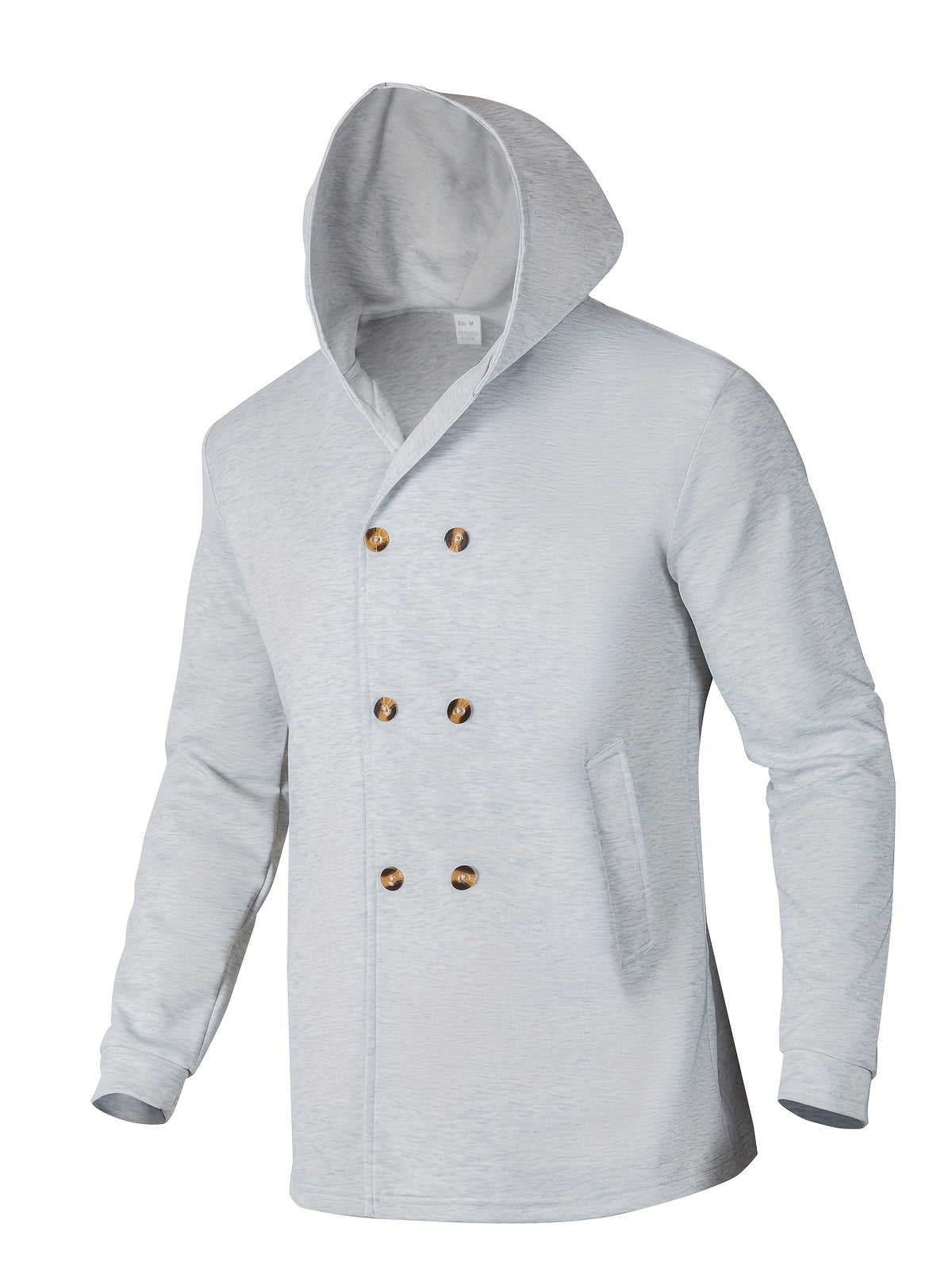 Men's Casual Sport Windbreaker, Hooded Mid-Length Jacket, Fashionable Casual Style with Lining and Extra Thickness, Suitable for Outdoor Leisure and Sports - Light Grey