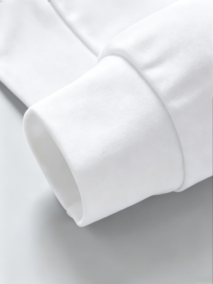 Men's Crewneck Sweatshirt, a Versatile Casual Top for Spring and Autumn, Featuring Side Line Detailing. Suitable for Daily Commutes, Streetwear Outings, Light Sports, and Casual Gatherings, This Basic Men's Sweatshirt Is Easy to Pair with Any Outfit - White