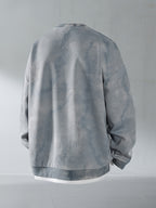 Autumn/Winter Men's Trendy Tie-Dye Sweatshirt, Fashionable Scratch Design Tie-Dye Distressed Long-Sleeve Pullover, 2-in-1 Versatile Long-Sleeve Sweatshirt - Gray Blue