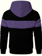 Color-Block Fashion Hoodie Sweatshirt Casual Versatile Men'S Pullover - Purple