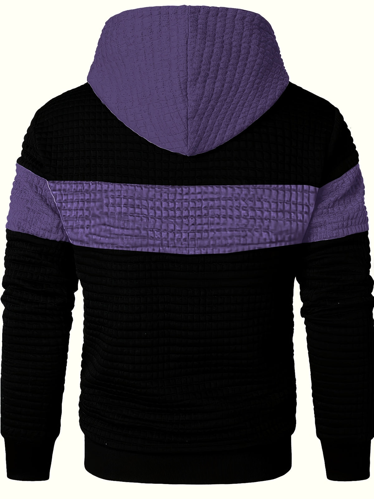 Color-Block Fashion Hoodie Sweatshirt Casual Versatile Men'S Pullover - Purple
