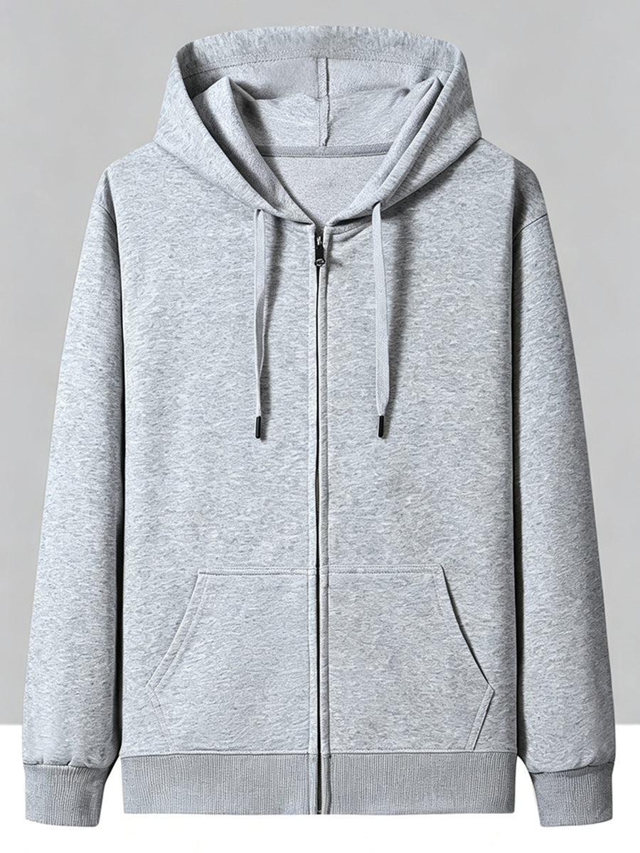 New Men'S Hoodie, Spring Autumn Fashion Casual Top Jacket, Hooded Zipper Athletic Glossy Sweatshirt - Light Grey