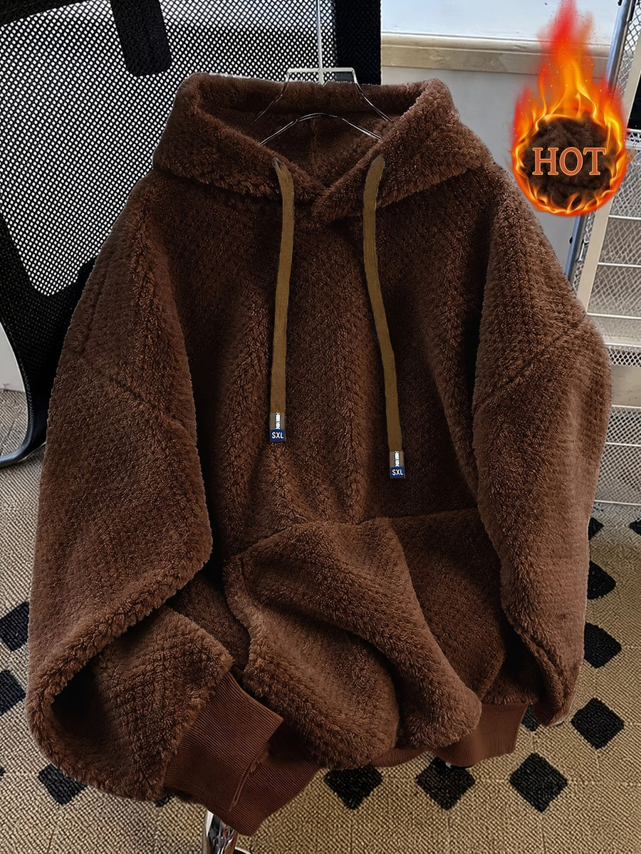 Autumn and Winter New Fleece Hoodie - Dark Brown