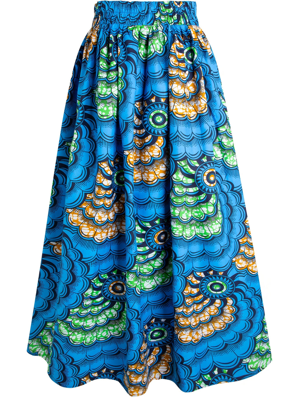 African Print Skirts Kente Wax Skirt Ankara Style Clothing - Deep Sky Blue