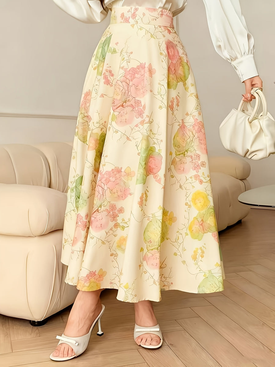 Women's A-Line Skirt with Fashionable Print LL256 - Pink