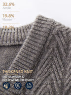 Men's Autumn & Winter Knitted Sweater Vest, Classic V-Neck with Raised Herringbone Texture, Thick & Warm, Timeless Refined Style for Work, Casual Wear, Outdoor Activities & Camping, Ideal Gift for Dad or Husband - Medium Gray