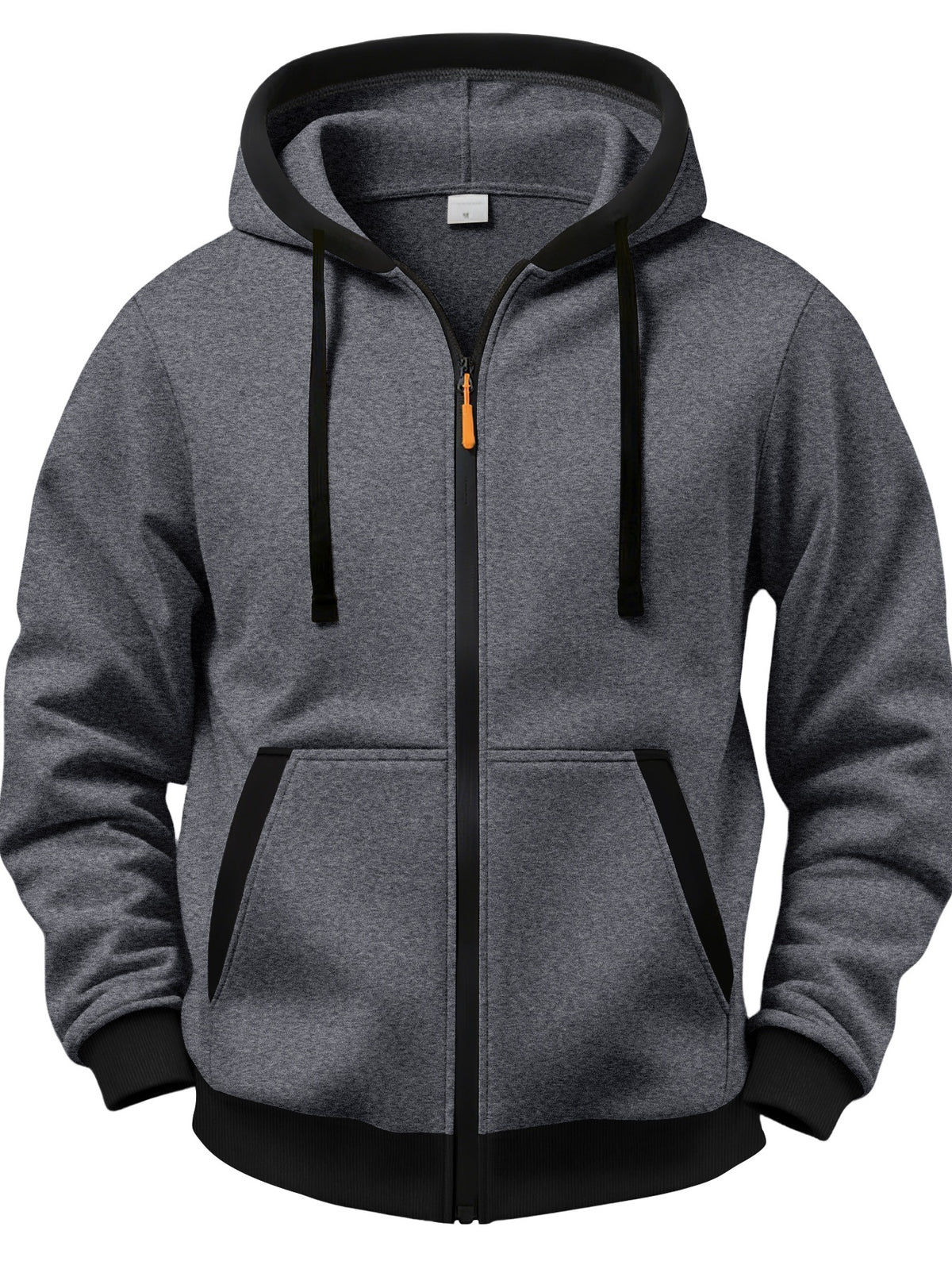 5pcs Set of Color-Blocked Full-Zip Hooded Cardigans, Easy Layered Thick RUN Inspirational English Short Sentence Small Print Loose Drawstring Casual Long Sleeve Jacket - Black + Orange + Pink + Sky Blue + Dark Gray