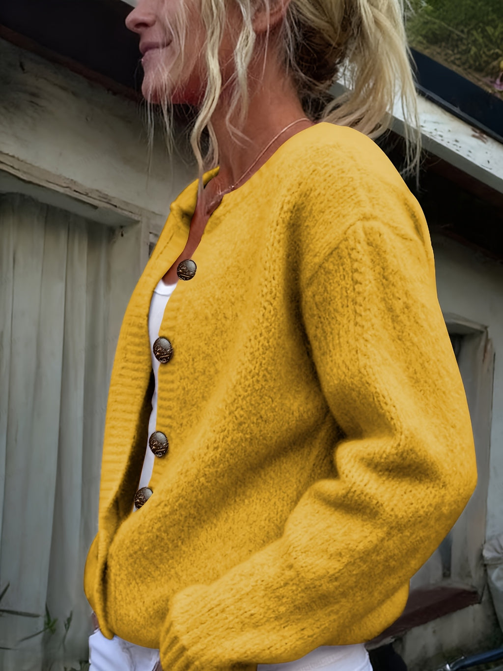 Women'S Thick Needle Sweater, Suitable for Autumn And Winter, Casual Warmth, Elegant And Versatile, Ideal for Holiday Parties. Long-Sleeved Shirt - Lemon Yellow