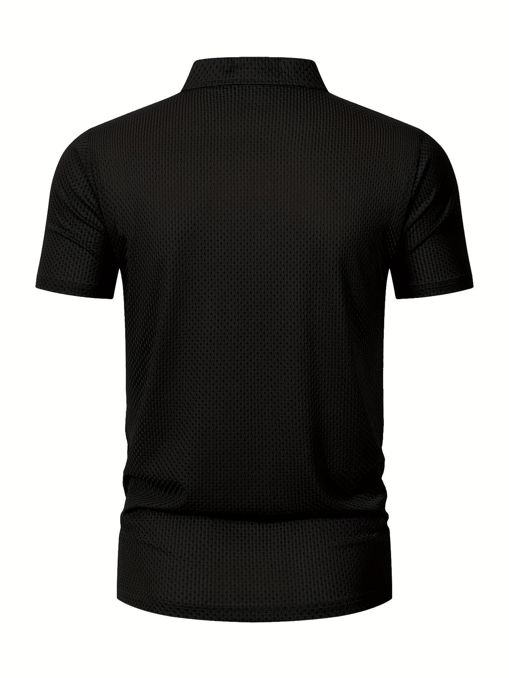 Summer Shirt, Breathable Daily Wear Quick- Fabric Business Casual Short Sleeve with Collar and Button Details, Comfortable and Breathable Micro-Texture Shirt for Casual Attire - Black