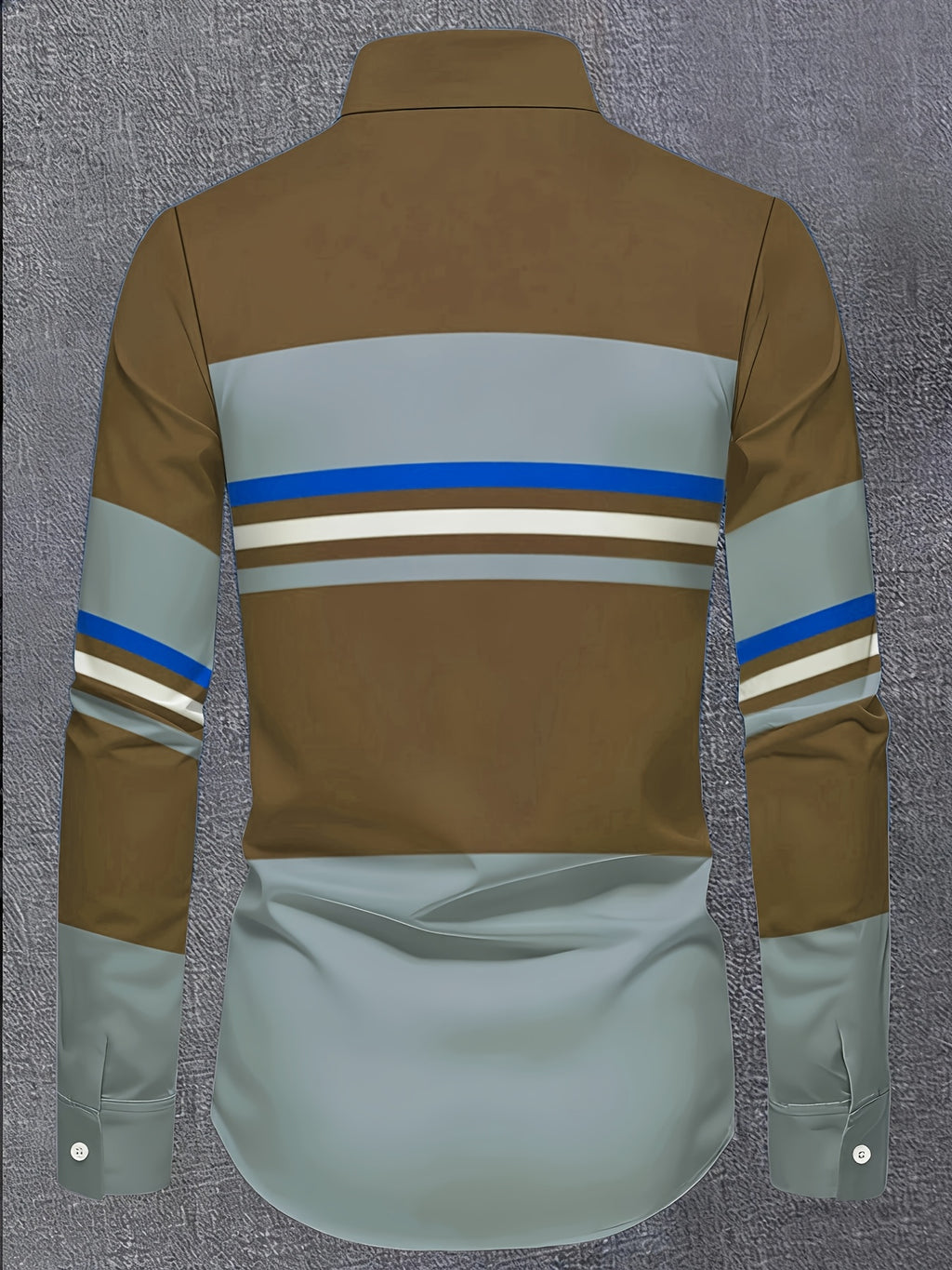 Men'S Color-Block Striped Long Sleeve Shirt, Casual Patchwork Design Fashion Men'S Top - Mixed Color 2