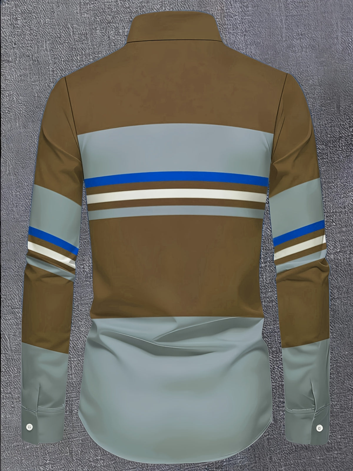 Men'S Color-Block Striped Long Sleeve Shirt, Casual Patchwork Design Fashion Men'S Top - Mixed Color 2