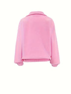 Women's Half-Zip Sweatshirt, Autumn/Winter Warm Stand Collar Top, Ladies' Long Sleeve Elegant Solid Color Lapel Sweatshirt, Comfortable Clothing for Home and Outings, Gavin - Pink Color