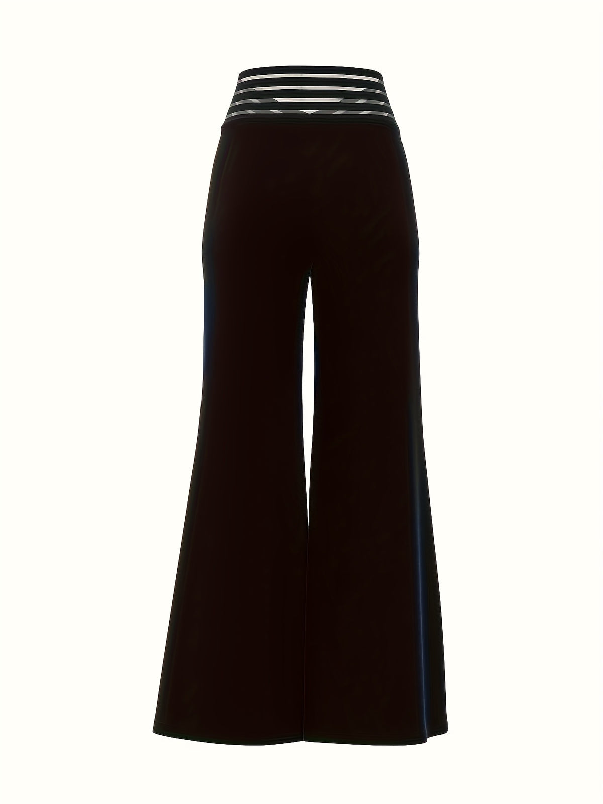 Fashionable Solid Color Cross-Over Transparent Mesh Patch High-Waist Pants - Black