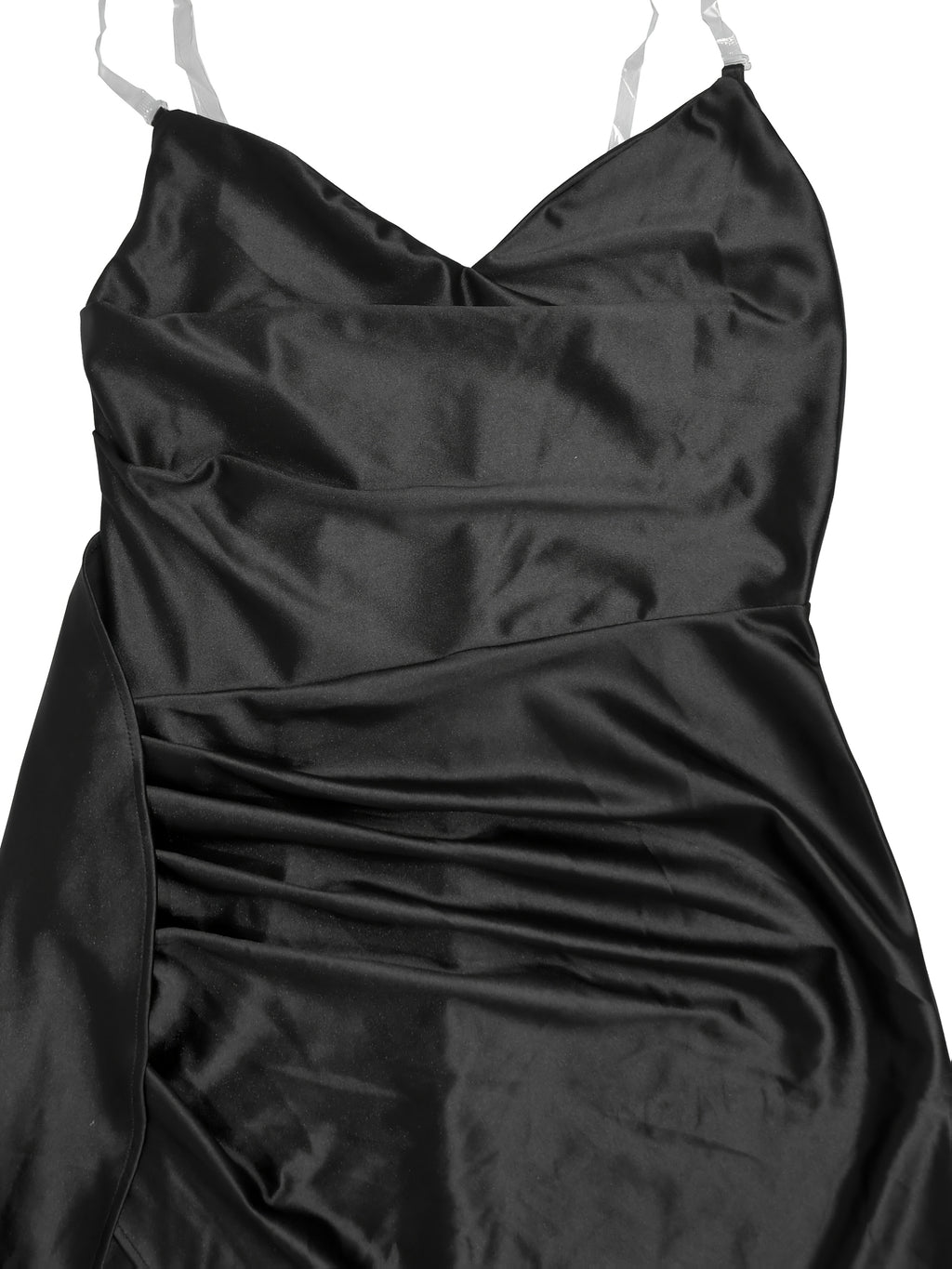 2025 Designer Dress - Satin Bodycon with Thigh Split | Black Tie Party Dress - Black