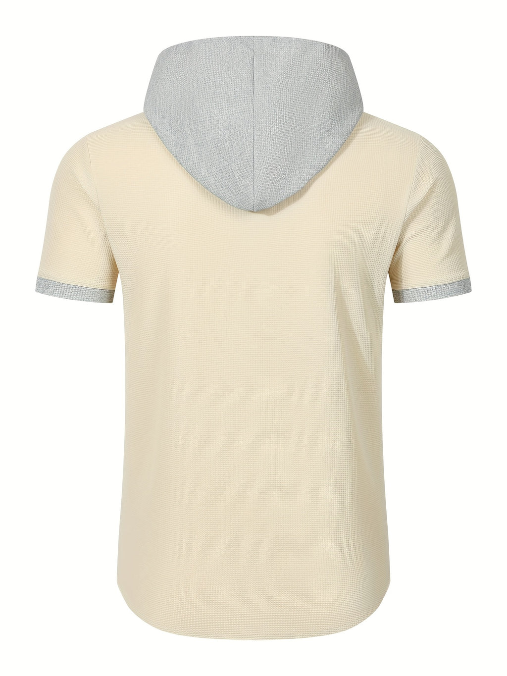 New Summer Shirt with Hooded Men'S Wear, Casual, Loose, Fashionable, Athletic, Home Workout, Camping, Fitness, Beach Shirt, Solid Color, Trendy, Youthful Fashion, Premium, Short Sleeve, Summer Premium Men'S Shirt - Khaki