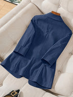 Women's Casual Work Jacket with Pockets for Summer - Blue Navy