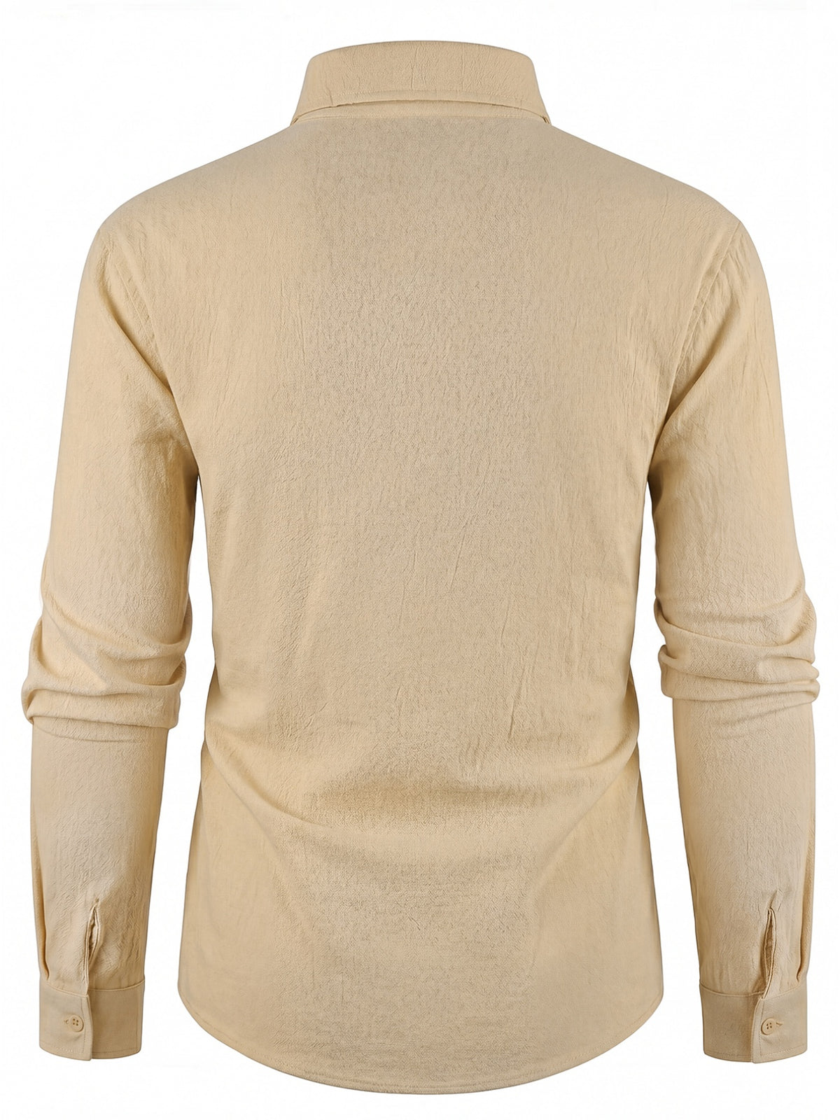 MILANO Slightly Relaxed Fit Washed Textured Linen Shirt, Niche Minimalist Text Print, Versatile Long-Sleeve Top for Mature Young Men - Khaki