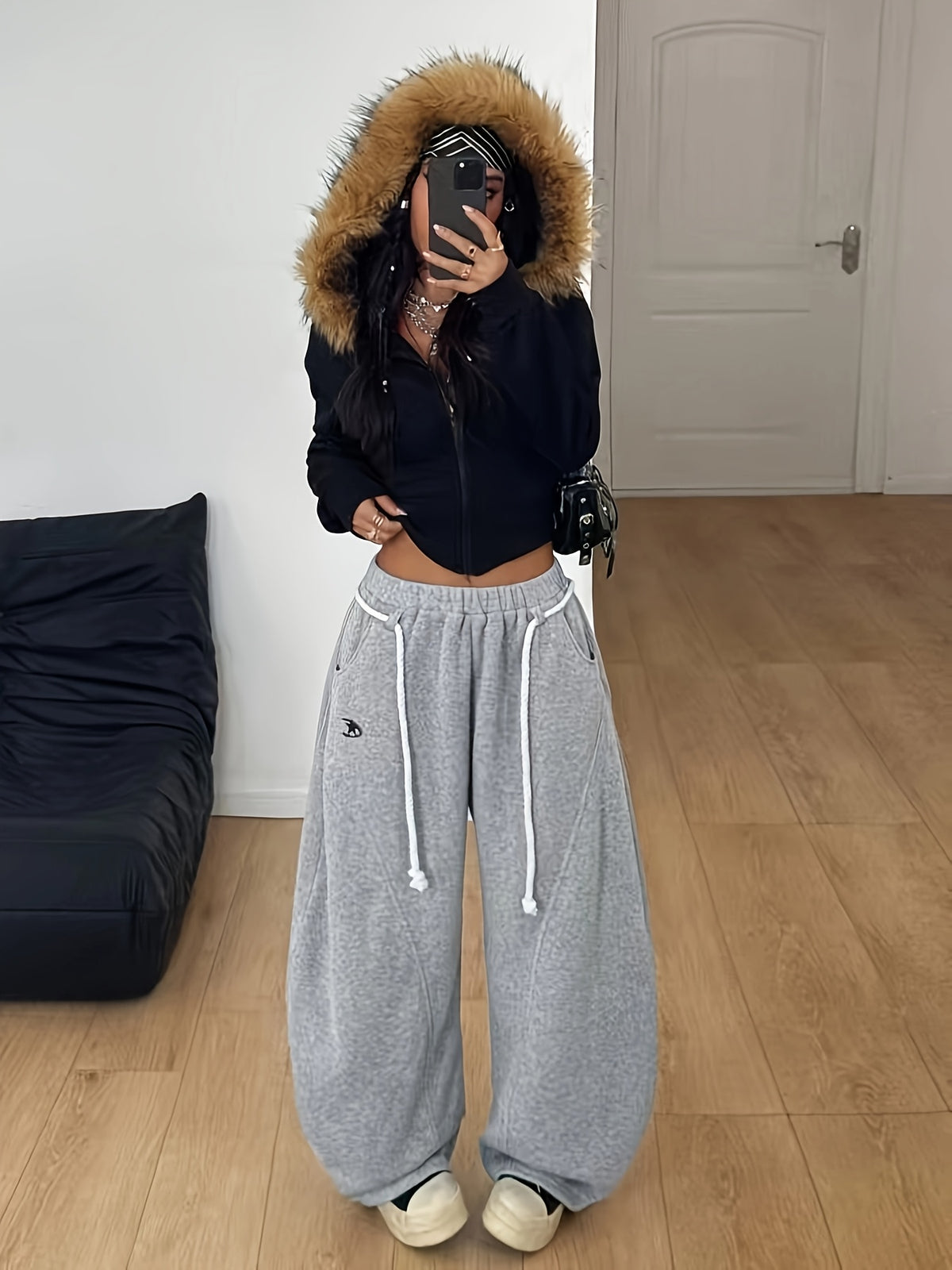 Autumn Winter Women'S Fashion Y2K Style Casual Loose Women'S Sweatpants - Grey