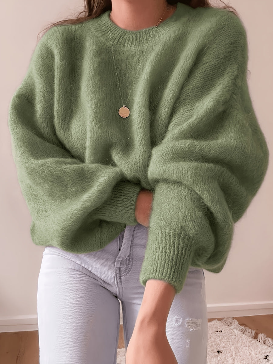 High-quality Sweater with a Soft Texture, Offering Comfortable and Loose-fitting Wear. The Elegant Design Is Suitable for Autumn and Winter Seasons, Especially for Warm Weather. Elegant Party Women's Wear, Festive Attire for Women, and Casual - Green