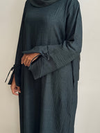 1pc Headless Scarf: Elegant Cuff Drawstring, Comfortable and Casual Solid Color, Suitable for Outdoor Travel and Daily Wear. Loose Women's Abaya Dress. Abayas for Women, Muslim, Women's Long Dresses, Oriental Arabic Robe, Abaya Dress - Dark Gray