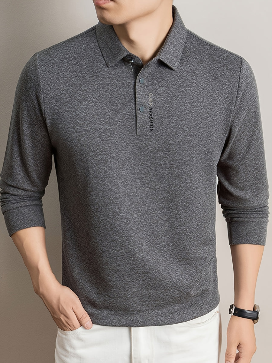 Men's Lapel Casual Knit Long-Sleeve Top, Slightly Relaxed Fit, Suitable for Both Business and Casual Wear, Ideal for Men's Commuting and Daily Use - SINBOS - Light Grey