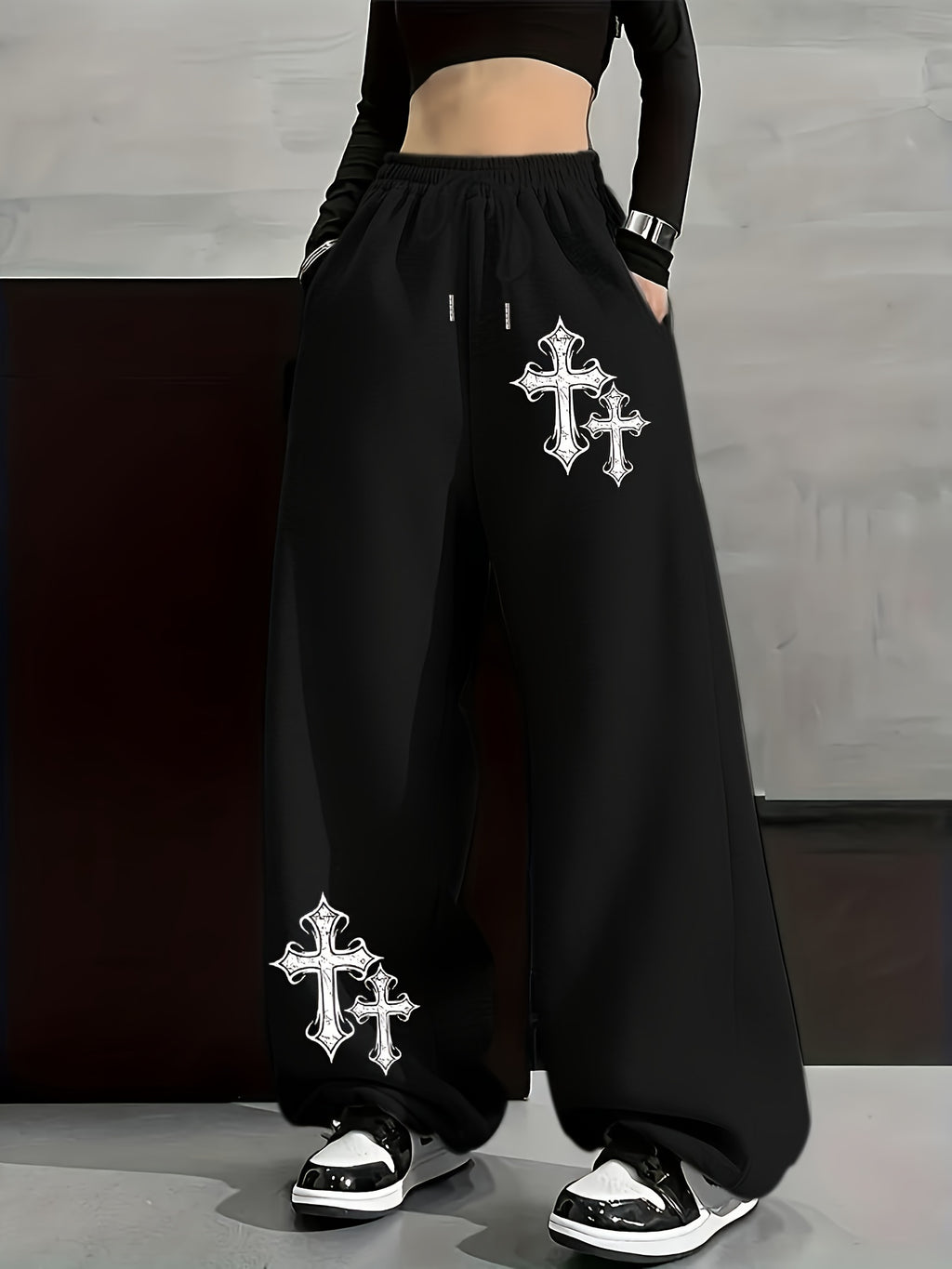 Autumn And Winter Fashion Casual Women'S Fleece Trousers, Monochrome Tunic Trousers, Casual Loose Sweatpants, Women'S Fashion - Black