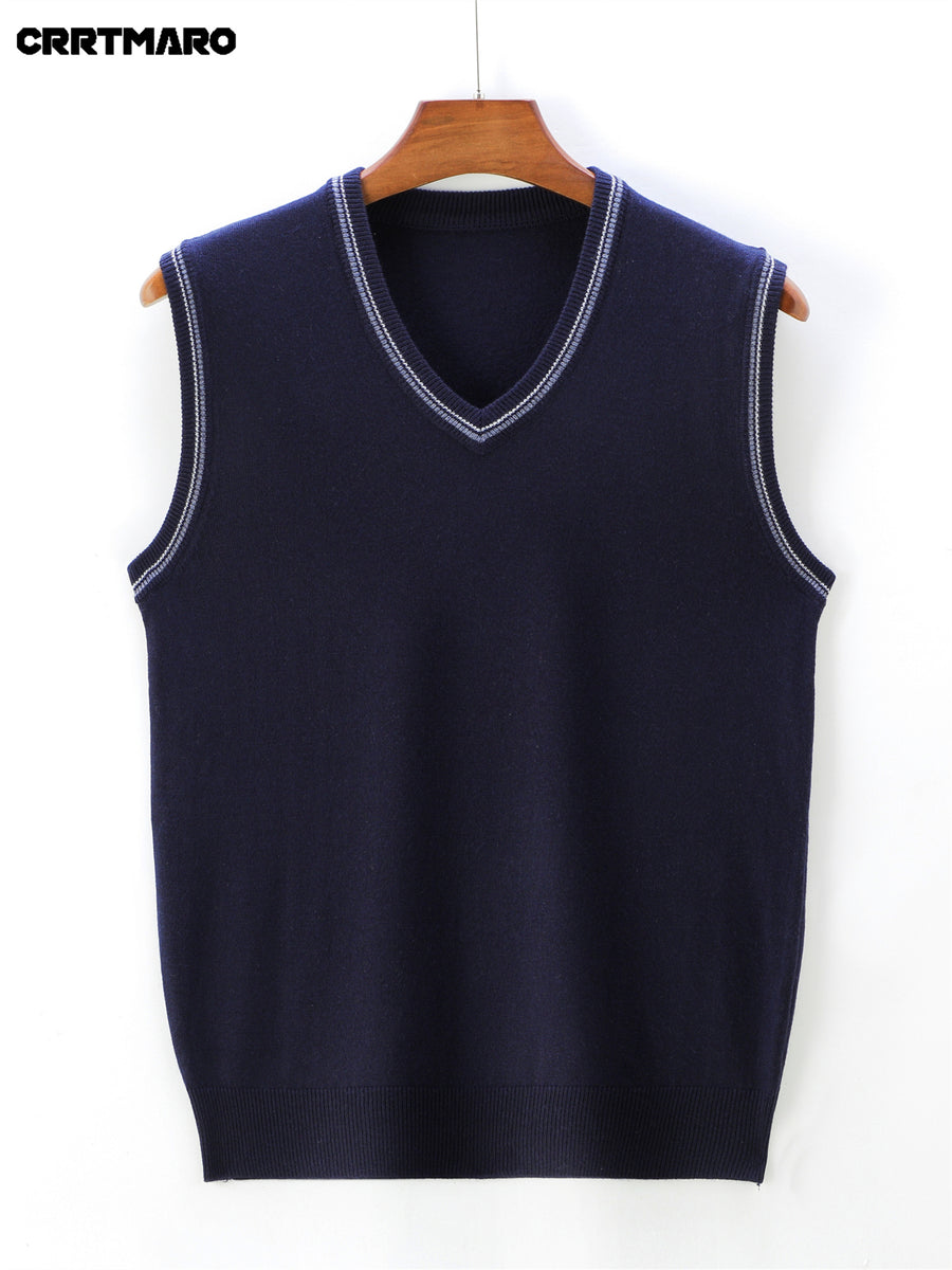 Men'S Solid Color, Business Casual Sweater Vest, Warm Casual Layering Top for Fall And Winter - Shangqing