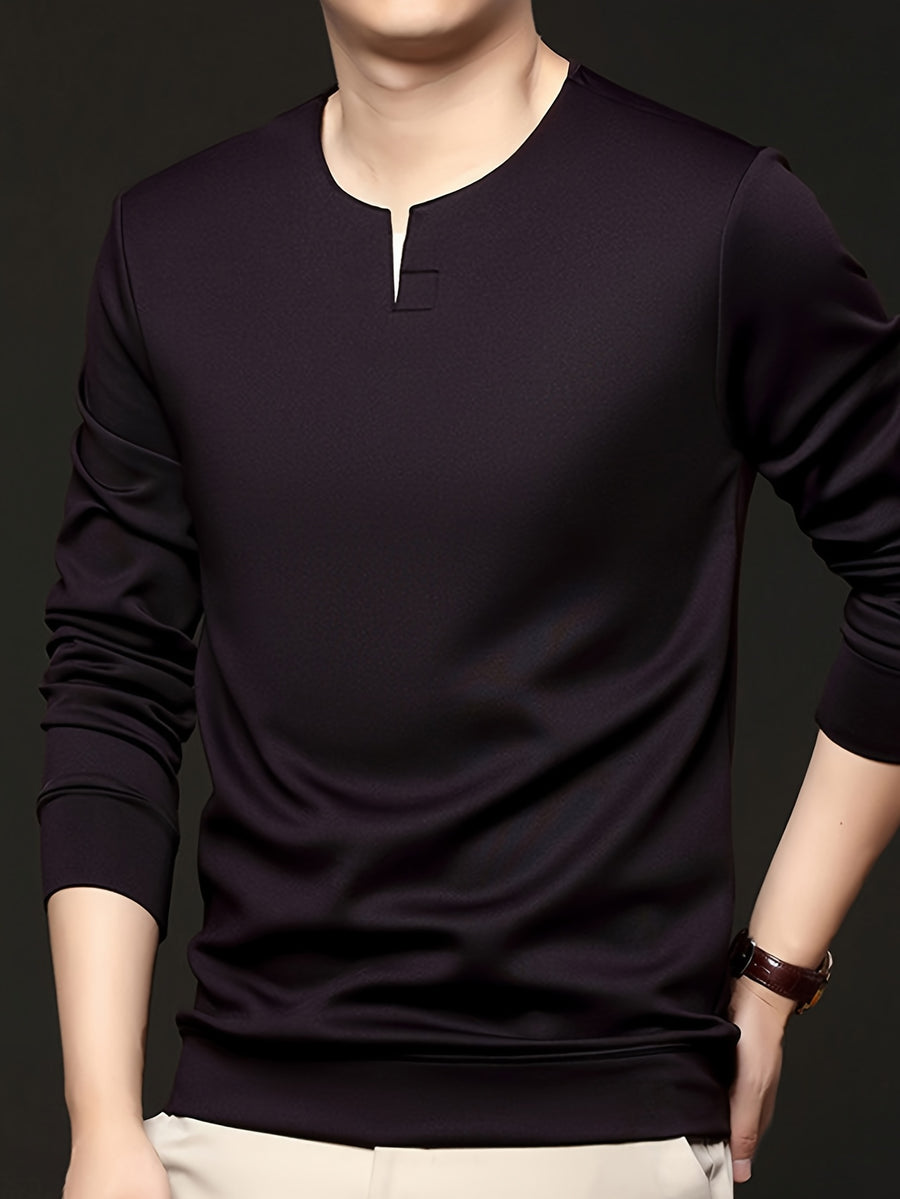 Spring/Autumn New Fashion Slim Fit Men'S Small V-Neck Long Sleeve Sweatshirt Comfortable Skin-Friendly Main Push Style - SINBOS - Dark Purple