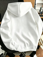 Men'S Chest Mini Small Label Print Hooded Sweatshirt Basic All-Match Men'S Black Pullover Long Sleeve Hoodie - White
