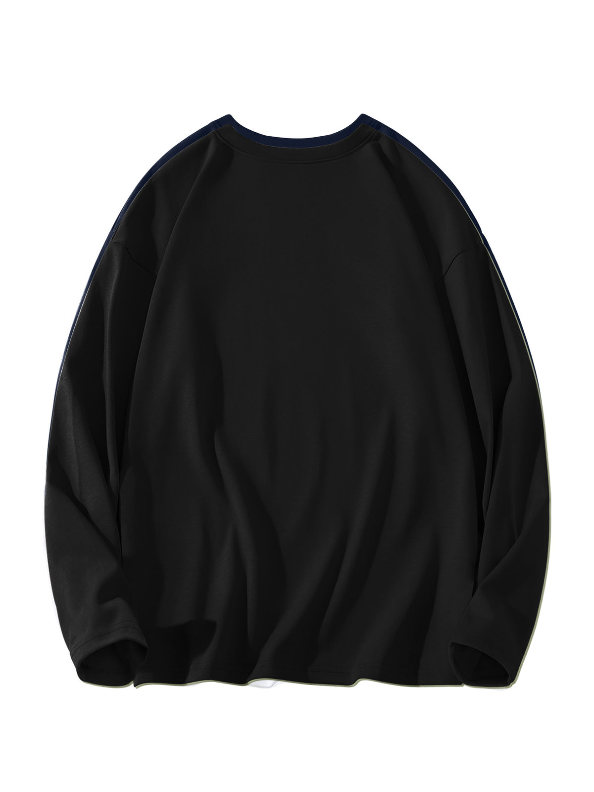 JEEP Men's Pure Long-Sleeve T-Shirt, 210g, Crew Neck, Solid Color, Wear-Resistant, Breathable, for Spring/Autumn Casual and Sports as a Base Layer Top - Black