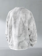 Autumn/Winter Men's Trendy Tie-Dye Sweatshirt, Fashionable Scratch Design Tie-Dye Distressed Long-Sleeve Pullover, 2-in-1 Versatile Long-Sleeve Sweatshirt - White Gray