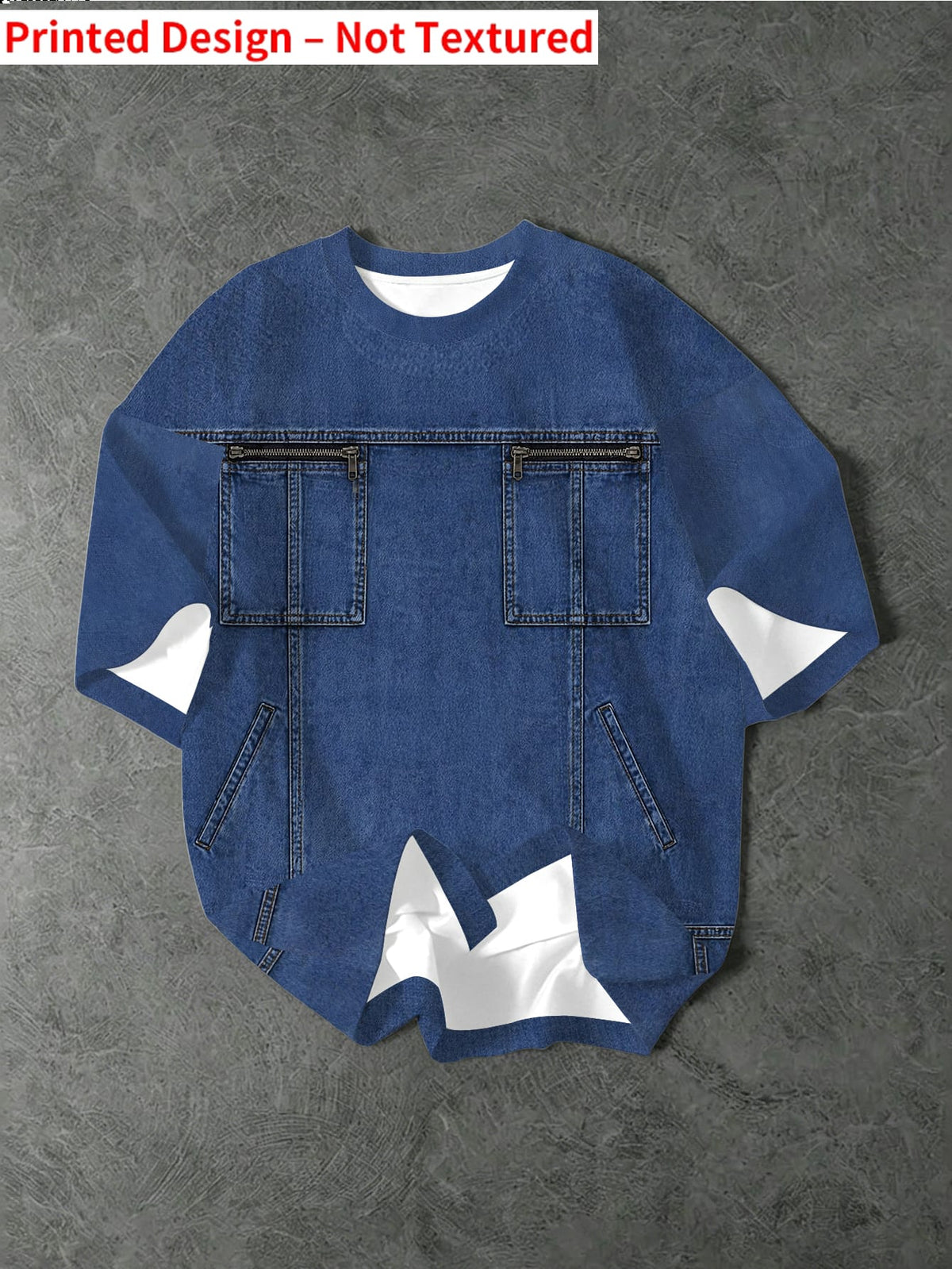 [New Arrival] Summer Men'S Short Sleeve T-Shirt Imitation Faux Denim Loose All-Match Round Neck Top Trendy Casual Half Sleeve Base Layer - Mixed colors