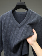 Minimalist Urban V-Neck Sweater for Portable Daily Commuting - Medium Gray