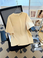 Men's Casual T-Shirt, Stylish and Versatile, Comfortable, Suitable for Outings, Parties, and Barbecues, Layering for Spring, Summer, and Autumn, Can Be Worn as Outerwear - Apricot