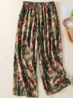 Elegant Print, And Wide-Leg Pants, Women'S New Spring And Summer - Elastic Waist - Tie-Up Nine-Point Culottes - Red