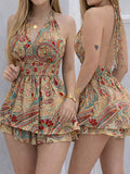 Bohemian Style Women'S Spaghetti Strap Tank Top | Paisley Print, Backless Design, Elegant Off the Shoulder, Perfect for Spring/Summer - Mixed colors