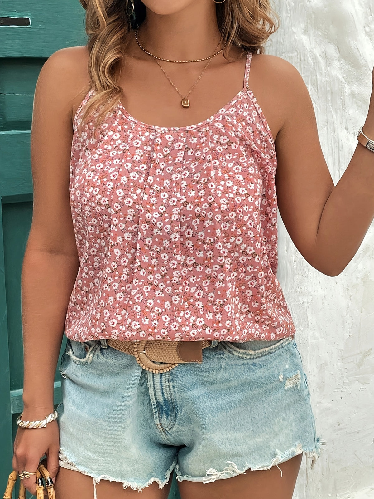 Women's Casual Fashion Tank Top - Pink+White
